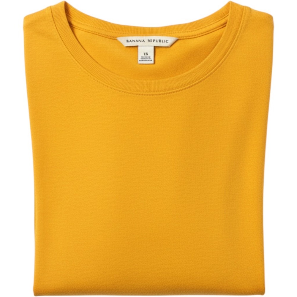 Banana Republic Womens Mustard Yellow Ribbed Cotton Crew Neck T-Shirt Size M
